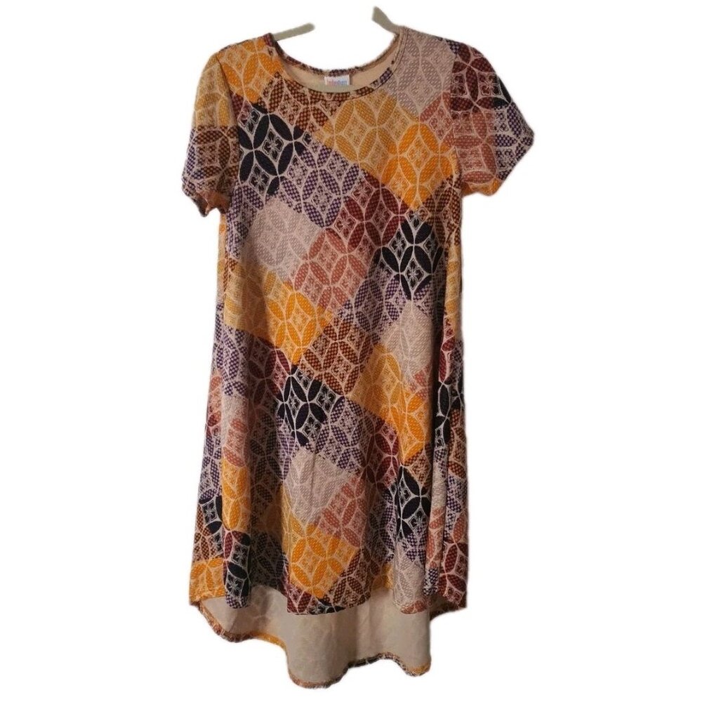 LuLaRoe Carly Dress Small Geometric Comfort Paisley Short Sleeve Stretch T-Shirt